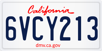 CA license plate 6VCY213