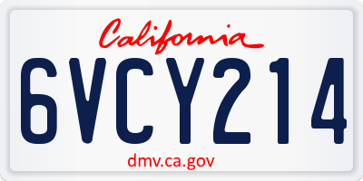 CA license plate 6VCY214