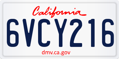 CA license plate 6VCY216