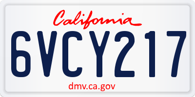 CA license plate 6VCY217