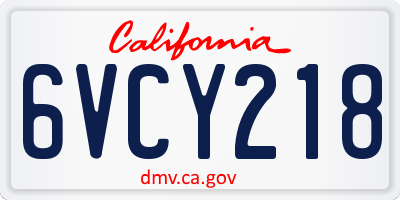 CA license plate 6VCY218
