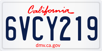 CA license plate 6VCY219
