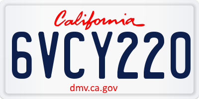 CA license plate 6VCY220