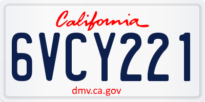 CA license plate 6VCY221