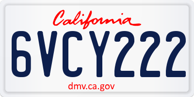 CA license plate 6VCY222