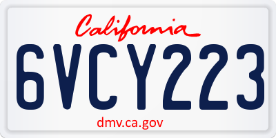 CA license plate 6VCY223