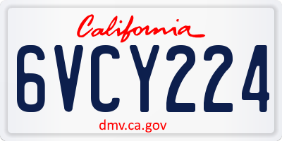 CA license plate 6VCY224