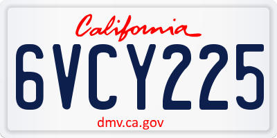 CA license plate 6VCY225