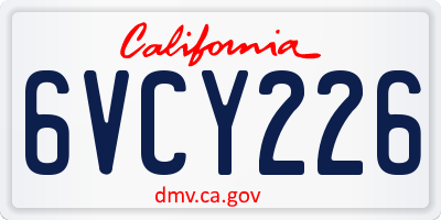 CA license plate 6VCY226