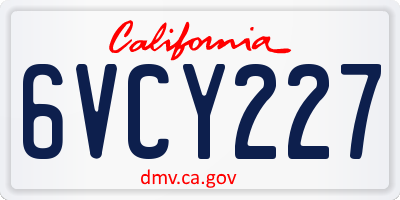 CA license plate 6VCY227