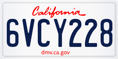 CA license plate 6VCY228