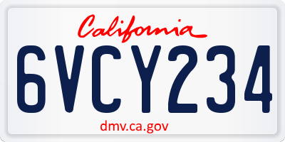CA license plate 6VCY234