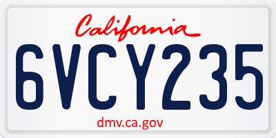 CA license plate 6VCY235