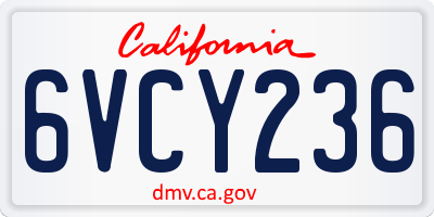CA license plate 6VCY236