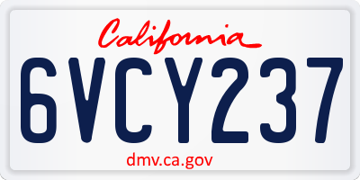 CA license plate 6VCY237