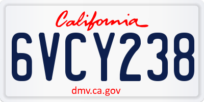 CA license plate 6VCY238
