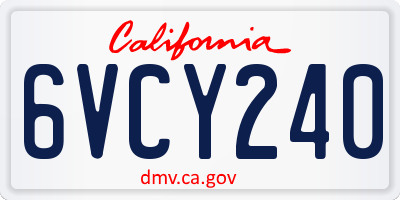 CA license plate 6VCY240