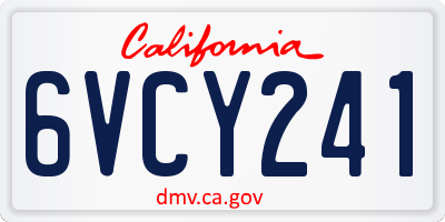 CA license plate 6VCY241