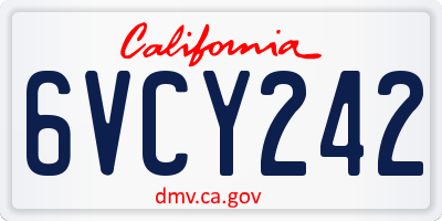 CA license plate 6VCY242