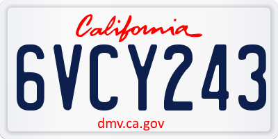 CA license plate 6VCY243