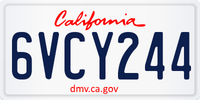 CA license plate 6VCY244