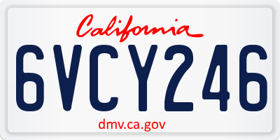 CA license plate 6VCY246