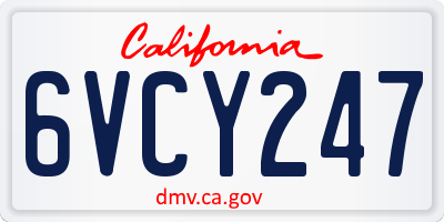 CA license plate 6VCY247