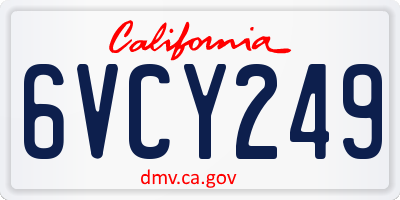 CA license plate 6VCY249