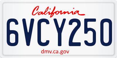 CA license plate 6VCY250
