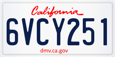 CA license plate 6VCY251