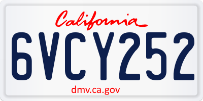 CA license plate 6VCY252