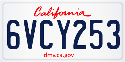 CA license plate 6VCY253