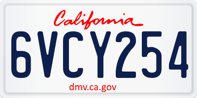 CA license plate 6VCY254