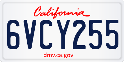 CA license plate 6VCY255
