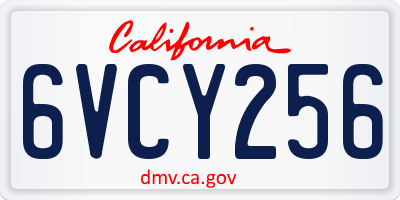 CA license plate 6VCY256