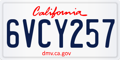 CA license plate 6VCY257