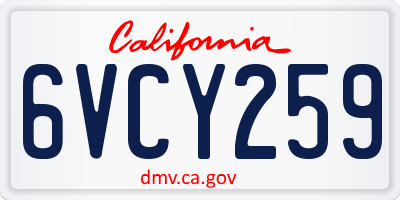 CA license plate 6VCY259