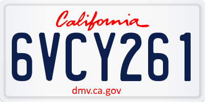 CA license plate 6VCY261
