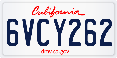 CA license plate 6VCY262
