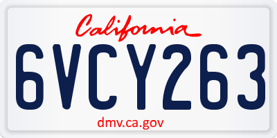 CA license plate 6VCY263