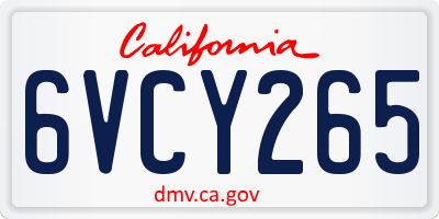 CA license plate 6VCY265