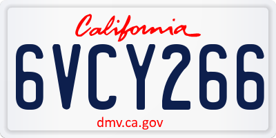 CA license plate 6VCY266