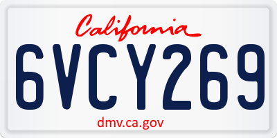 CA license plate 6VCY269