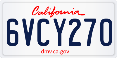 CA license plate 6VCY270