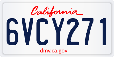 CA license plate 6VCY271