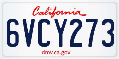 CA license plate 6VCY273