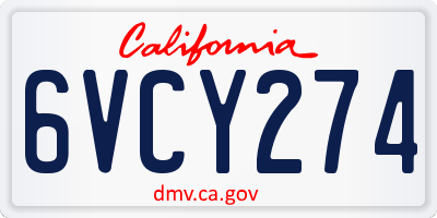 CA license plate 6VCY274