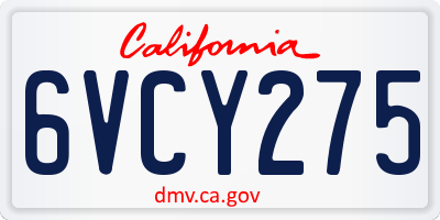 CA license plate 6VCY275