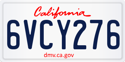 CA license plate 6VCY276