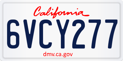 CA license plate 6VCY277